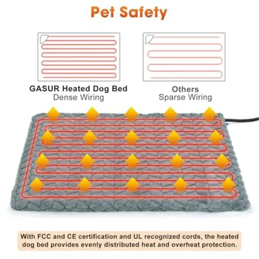 Heated Cat Bed Electric Heating Pad Waterproof Adjustable Timer Auto Shut Off